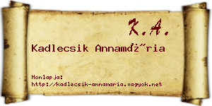 Kadlecsik Annamária névjegykártya